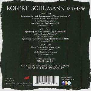 Schumann, R. - Symphonies No.1-4, Violin & Piano Concertos (3CD box)