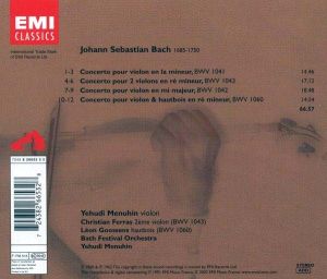Yehudi Menuhin - Bach Concertos Pour Violin [ CD ]