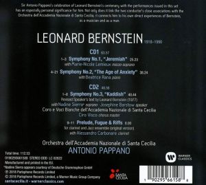 Antonio Pappano - Leonard Bernstein: Symphony No.1 'Jeremiah', No.2 'The Age Of Anxiety', No.3 'Kaddish', Prelude, Fugue & Riffs (Casebound Deluxe) (2CD) [ CD ]