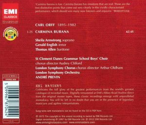 Andre Previn, London Philharmonic Orchestra - Carl Orff: Carmina Burana [ CD ]