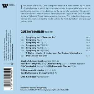 Otto Klemperer - Mahler: Symphonies Nos. 2, 4, 7, 9, Das Lied Von Der Erde & Other Lieder (7CD box)