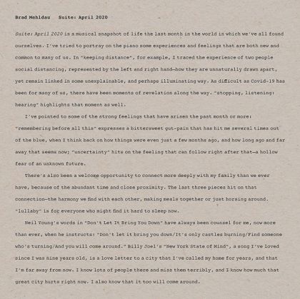Brad Mehldau - Suite: April 2020 (Vinyl) [ LP ]