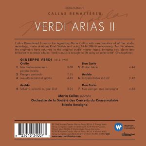 Maria Callas - Verdi Arias Vol.2 - Aroldo, Don Carlo, Otello [ CD ]