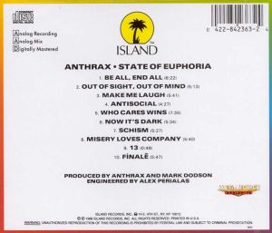 Anthrax - State Of Euphoria [ CD ]