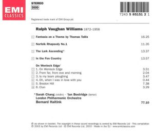 Ralph Vaughan Williams - Vaughan Williams On Wenlock Edge, Fantasia On A Theme By Thomas Tallis [ CD ]