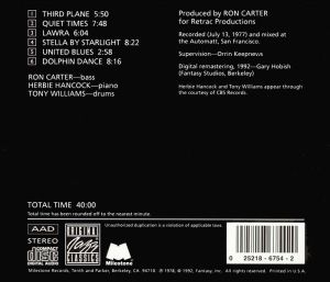 Ron Carter with Herbie Hancock and Tony Williams - Third Plane [ CD ]