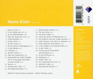 Dietrich Fischer-Dieskau & Aribert Reimann - Eisler: Lieder [ CD ]
