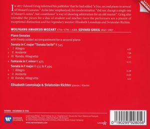 Elisabeth Leonskaja & Sviatoslav Richter - Mozart:: Piano sonatas K.545 & K.494, Fantasia K.475 (Arr. Grieg for Two Pianos) [ CD ]