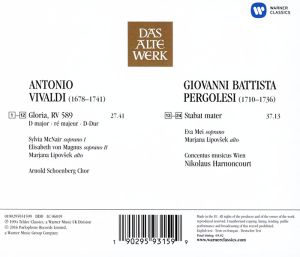 Nikolaus Harnoncourt, Concentus Musicus Wien - Vivaldi: Gloria RV 589 & Pergolesi: Stabat Mater [ CD ]