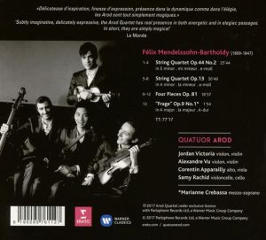 Quatuor Arod & Marianne Crebassa - Mendelssohn: String Quartets Op.13, Op.44 No.2, Op.13, Four Pieces Op.84, Lied No.1 'Frage' [ CD ]