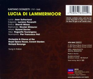 Royal Opera House Covent Garden Orchestra, Richard Bonynge - Donizetti: Lucia Di Lammermoor (2CD)