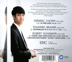 Eric Lu - Chopin: 24 Preludes Op.28, Schumann: Ghost Variations & Brahms: Intermezzo No.1, Op.117 [ CD ]