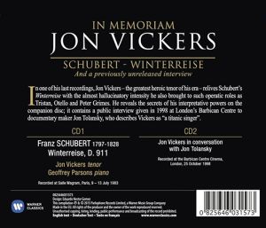 Jon Vickers, Geoffrey Parsons - Franz Schubert: Winterreise (Plus Interview from 1993) (In Memoriam Jon Vickers) (2CD) 