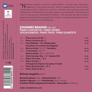 Nicholas Angelich - Brahms: Piano Concertos, Piano Works, Violin Sonatas, Piano Trios, Piano Quartets (10CD box)