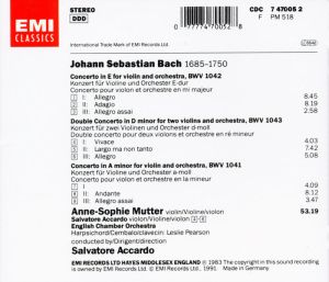 Anne-Sophie Mutter, Salvatore Accardo - Bach: Concerto for Two Violins in D minor, Violin Concertos in A Minor & E Major [ CD ]