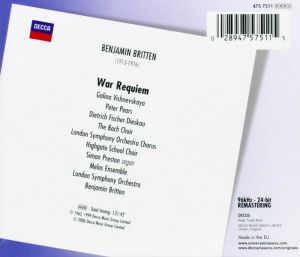 Galina Vishnevskaya, Melos Ensemble, London Symphony Orchestra - Britten: War Requiem (2CD)