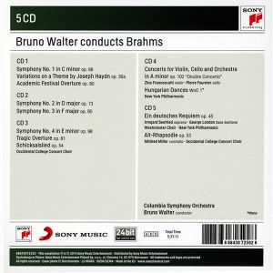 Bruno Walter, Columbia Symphony Orchestra - Bruno Walter Conducts Brahms (5CD box)