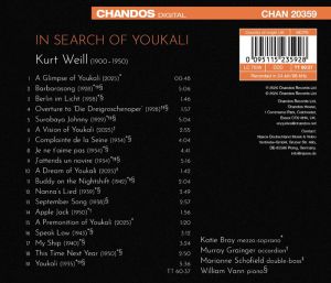 Katie Bray, Murray Grainger, Marianne Schofield, William Vann - In Search of Youkali: Songs of Kurt Weill (CD)